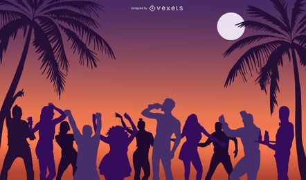 Holiday Beach Party People Silhouette