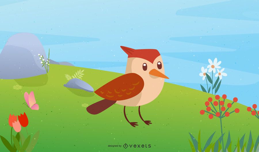 Pássaro de primavera de vetor bonito Pássaro de primavera de vetor bonito
