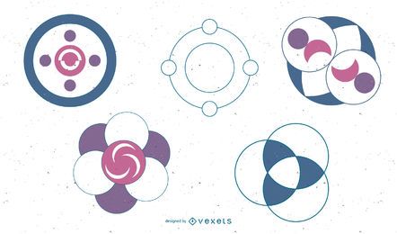 Abstraktes Design kreist Symbolsatz ein