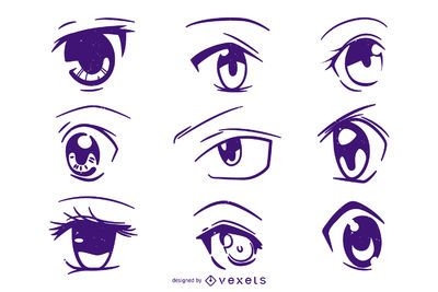 olhos femininos de anime 11485184 Vetor no Vecteezy