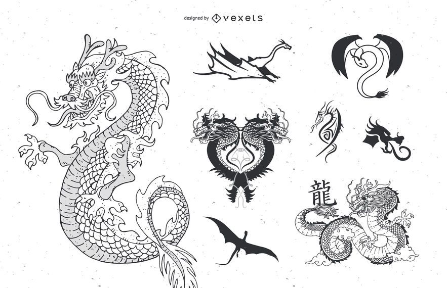 Tatuaje de dragón vector Tatuaje de dragón vector