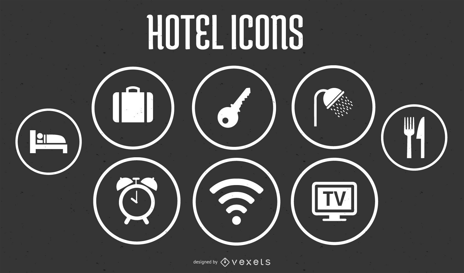 Iconos de hotel en formato vectorial