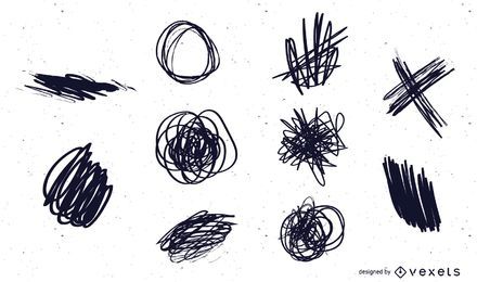 10 garabatos y arañazos de tinta vectorial
