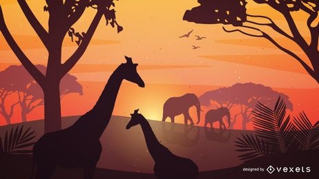 Vector Safari giraffes illustration