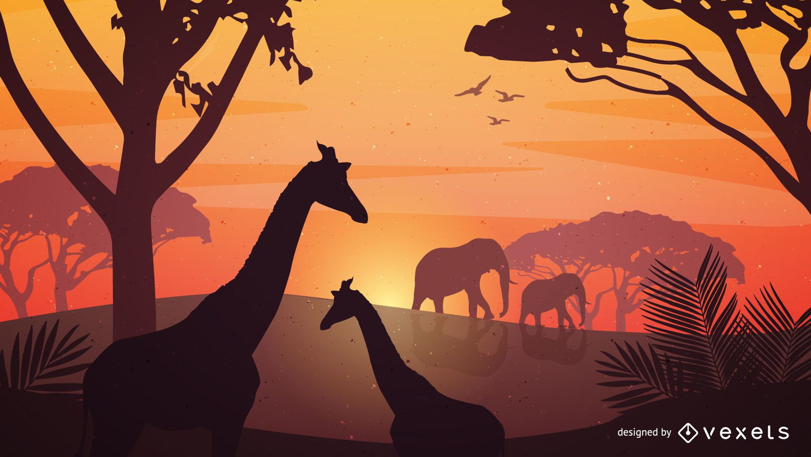 Ilustração vetorial de girafas Safari