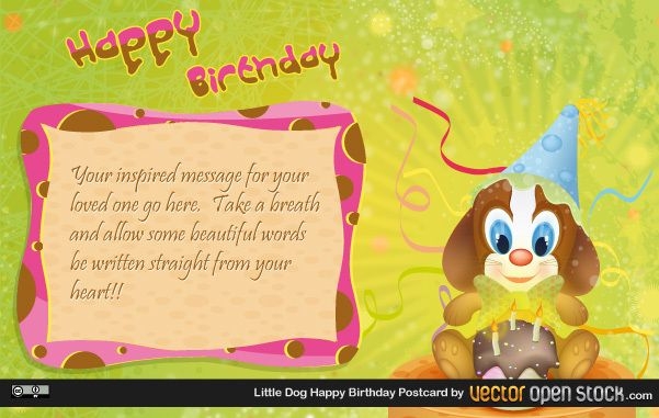 postal del feliz cumpleaños del perrito