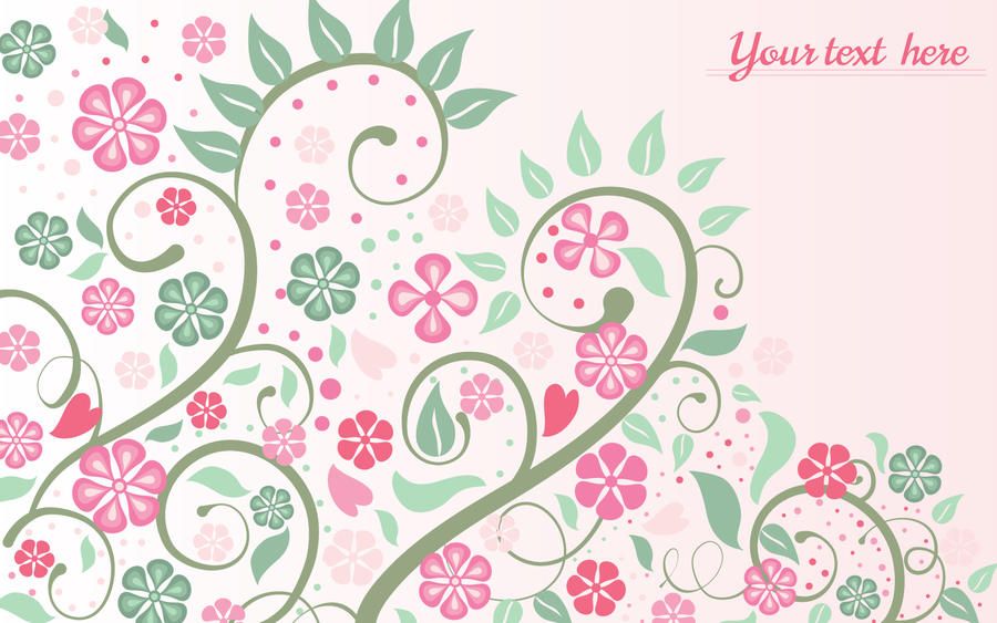 Pink Floral Background with Swirls and Leaves Pink Floral Background with Swirls and Leaves