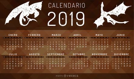 Design do calendário do dragão 2019