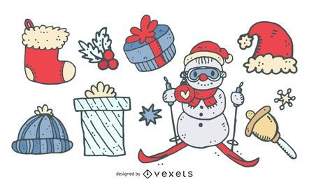 Colección de elementos de dibujos animados de Navidad
