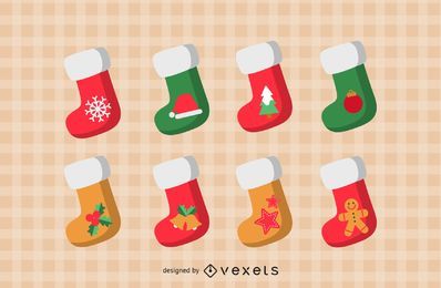Christmas Socks Icon Set Vector Download
