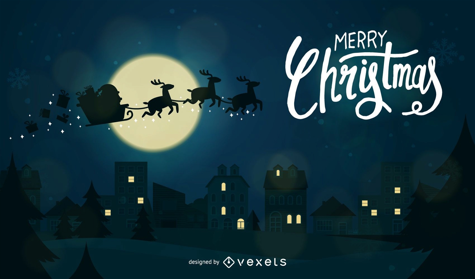 Tarjeta de Navidad de imagen vectorial con Santa