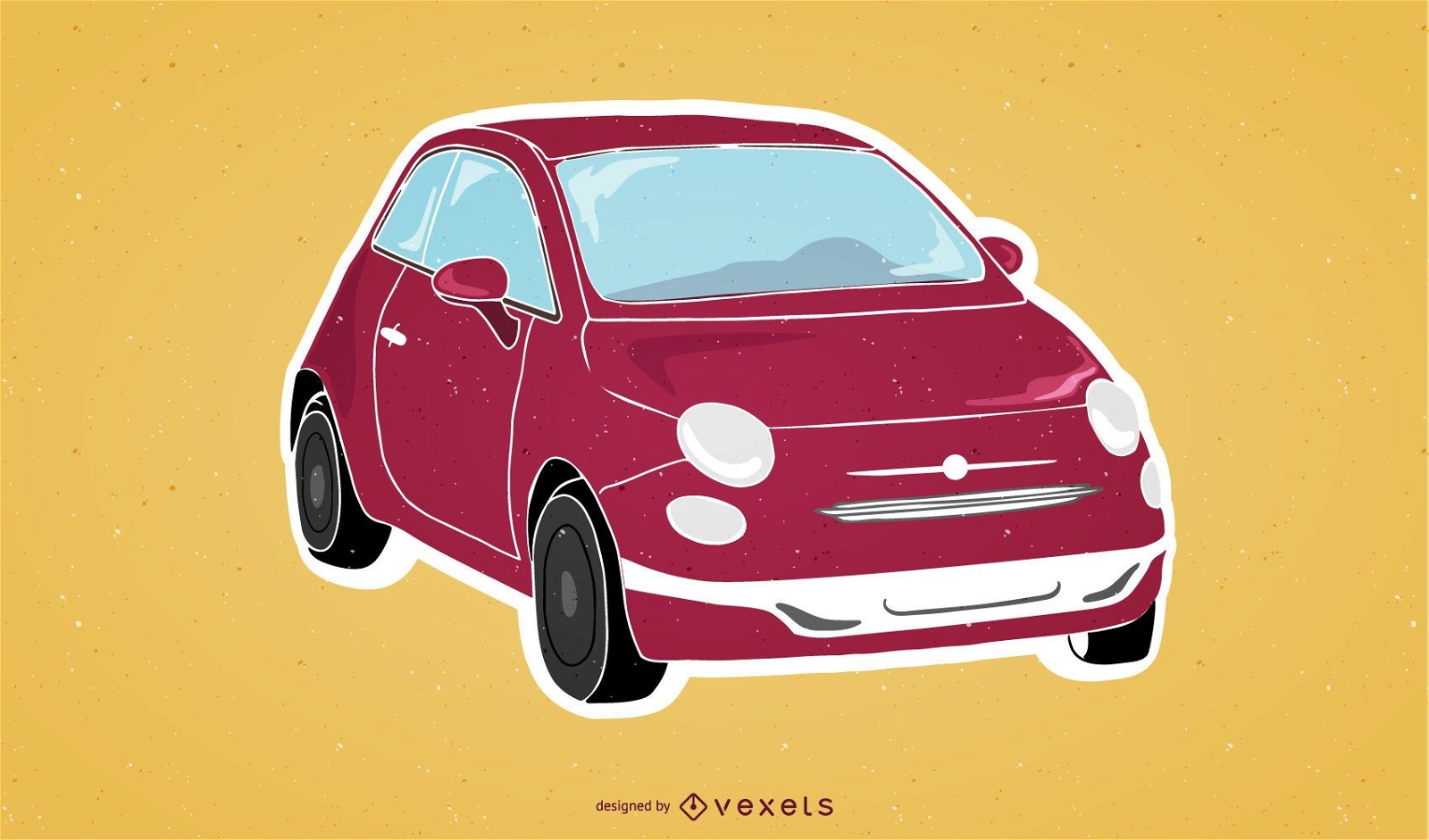 Red small car illustration 