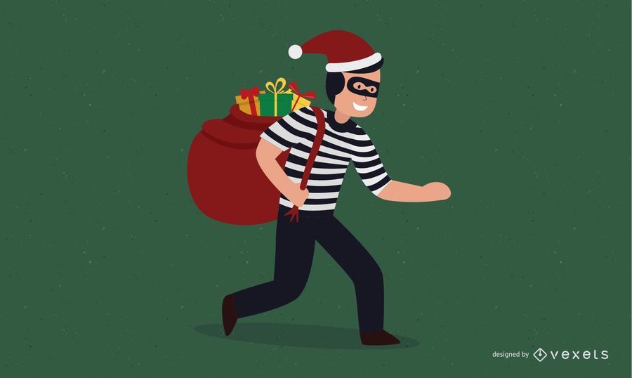 Ladrón con regalo de navidad Ladrón con regalo de navidad