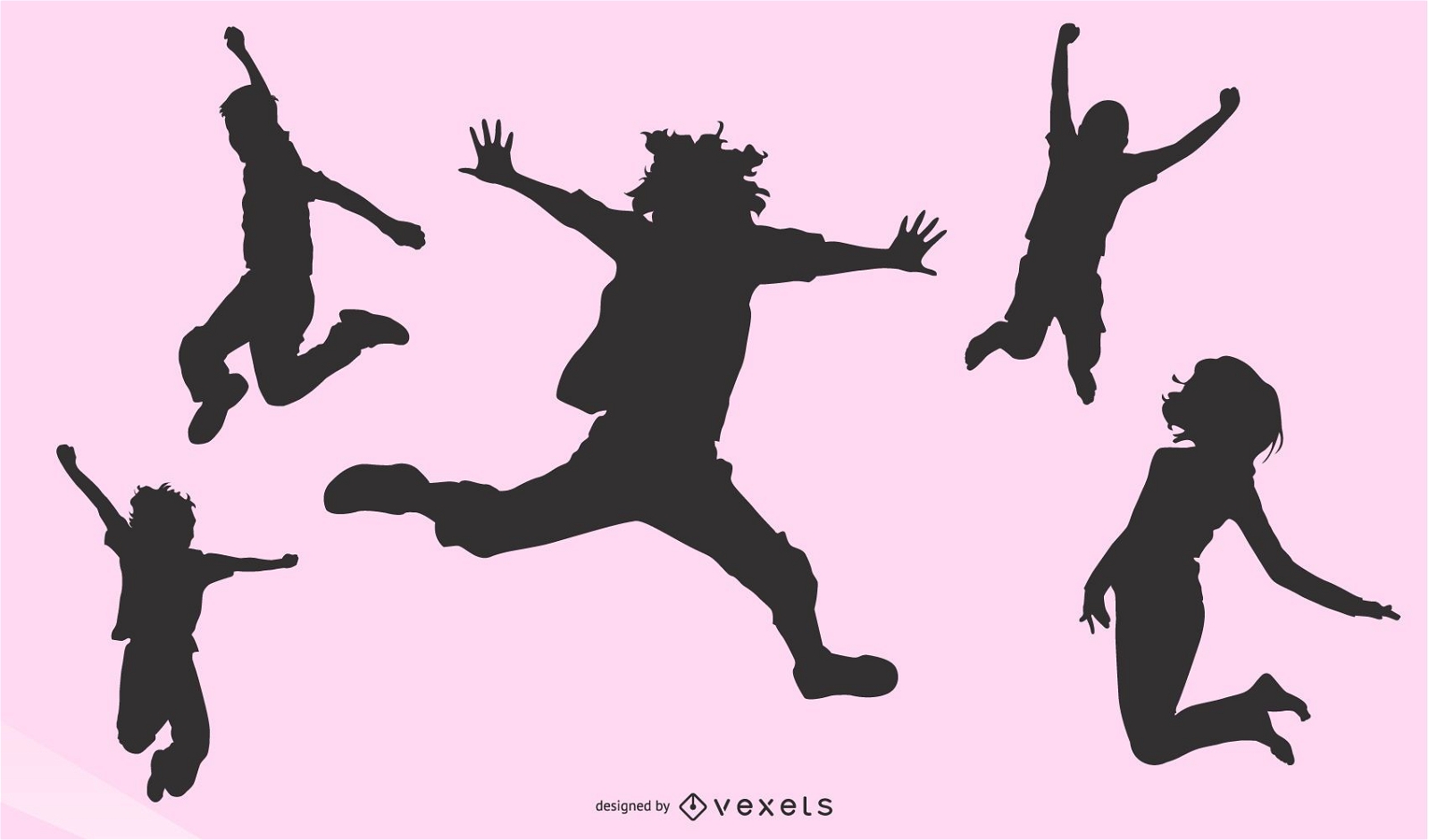 Jumping People Silhouette Set