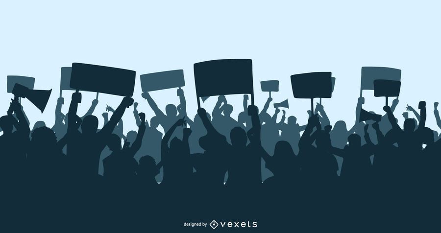 Mass Demonstration Silhouettes Crowd Mass Demonstration Silhouettes Crowd