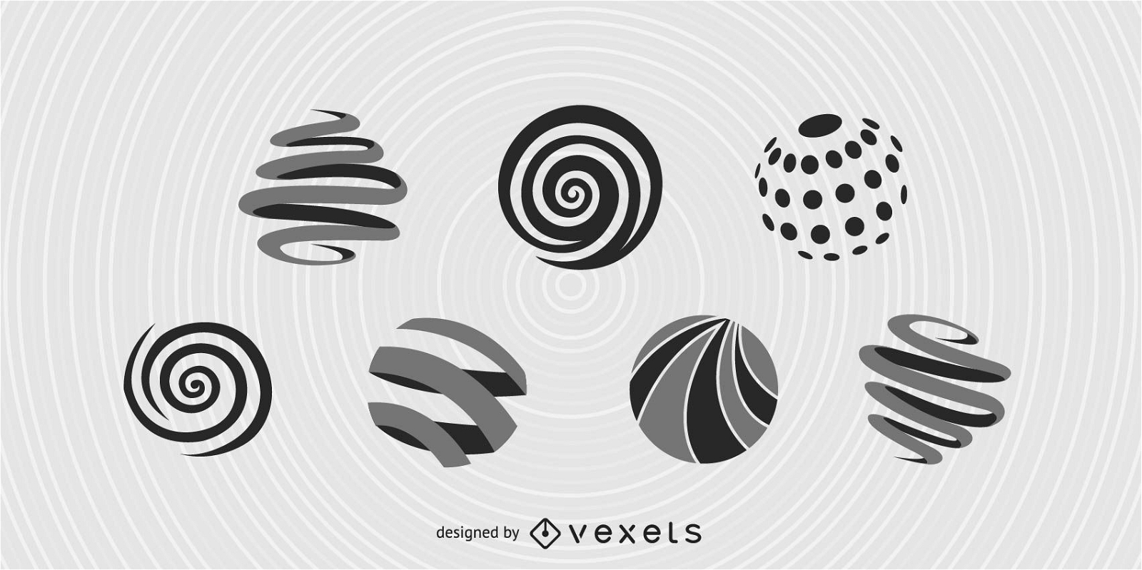 7 esferas vectoriales en espiral libres