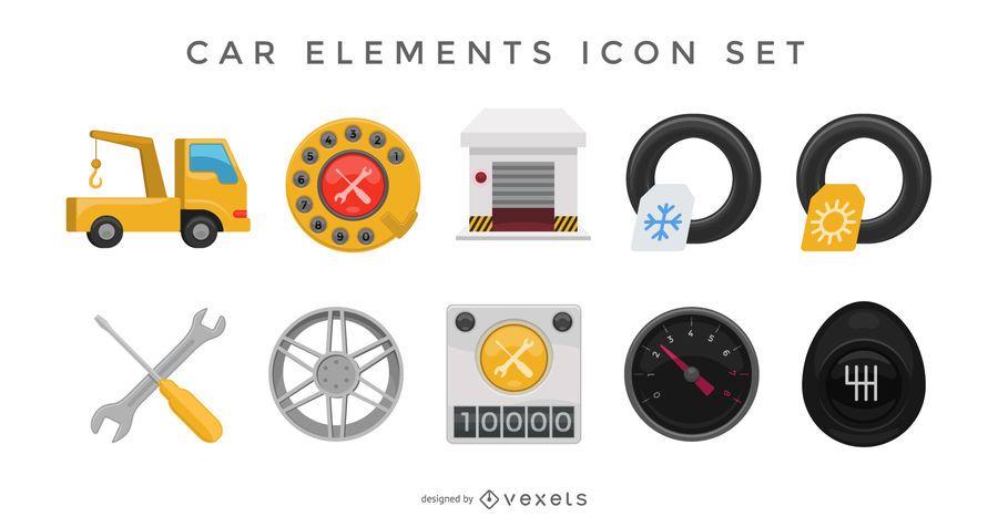 Car elements icon set Car elements icon set