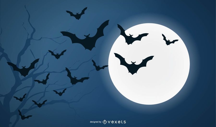 Bats And Full Moon Vector Download