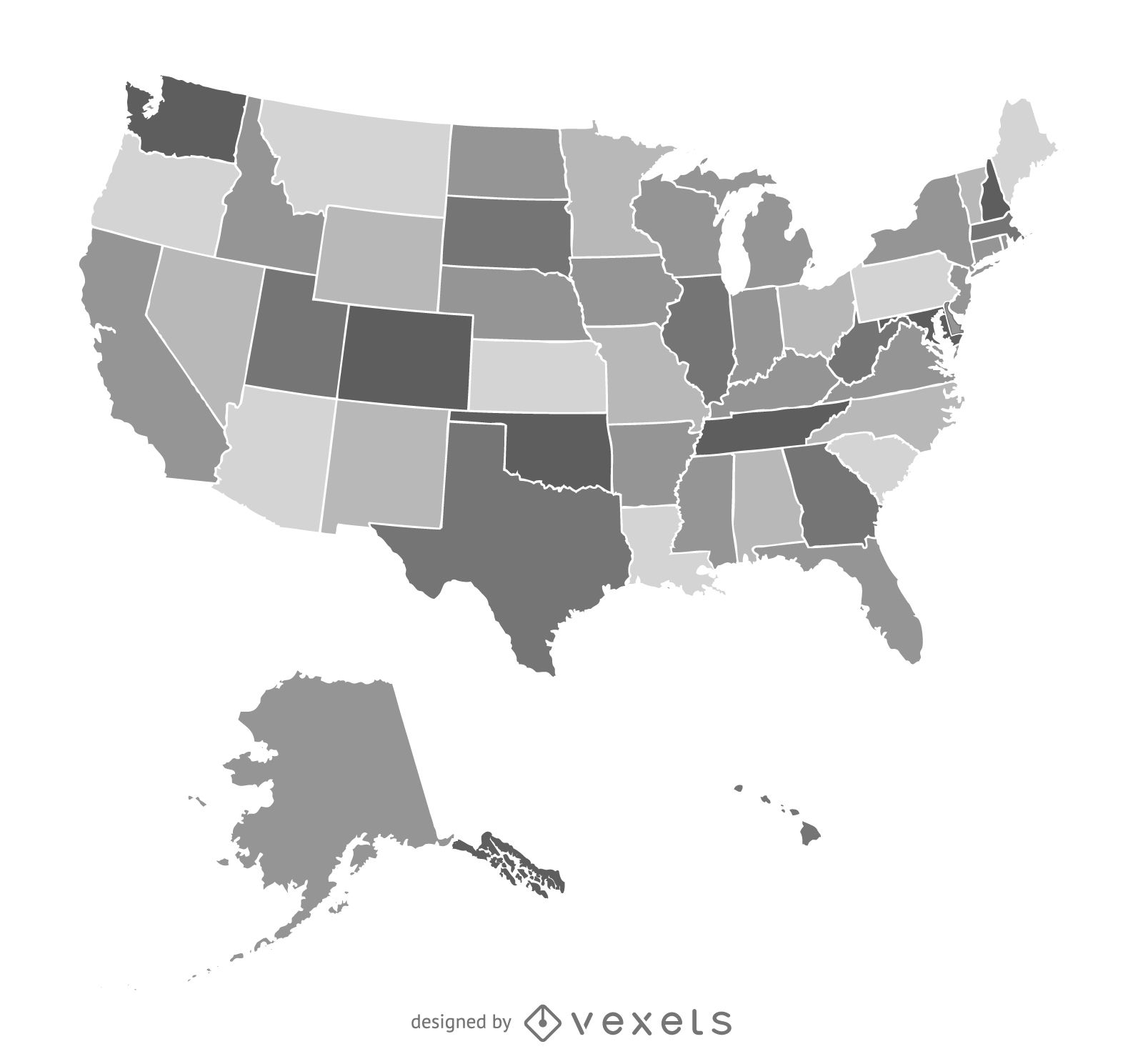 United States Map Gray