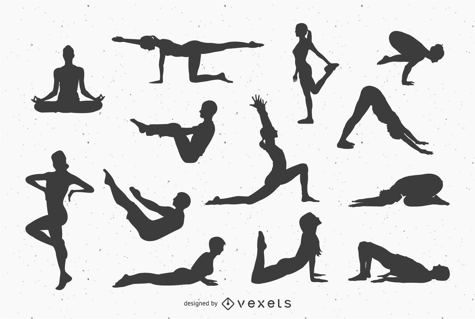 Posturas de vector de silueta de yoga