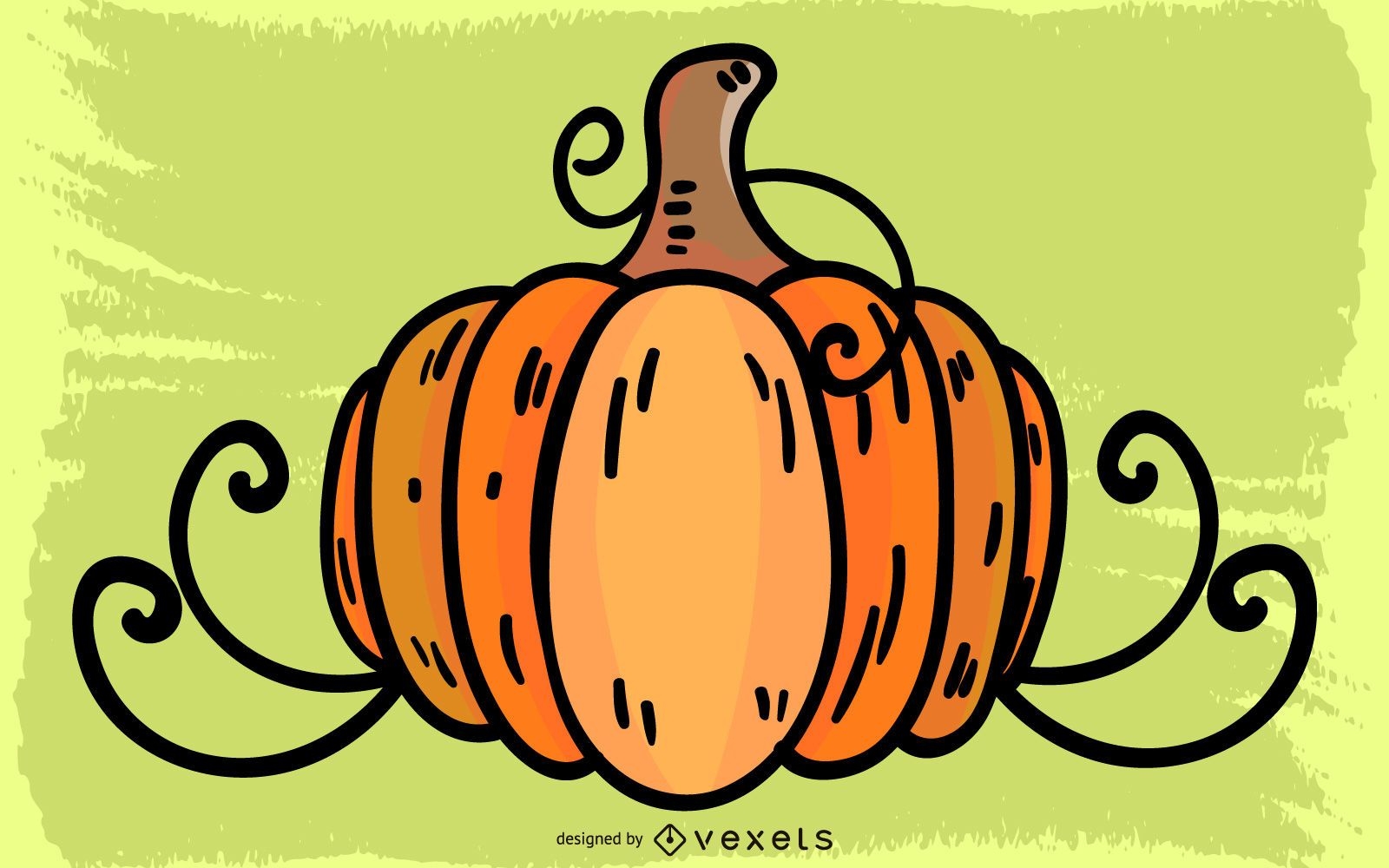 Pumpkin With Vines Vector