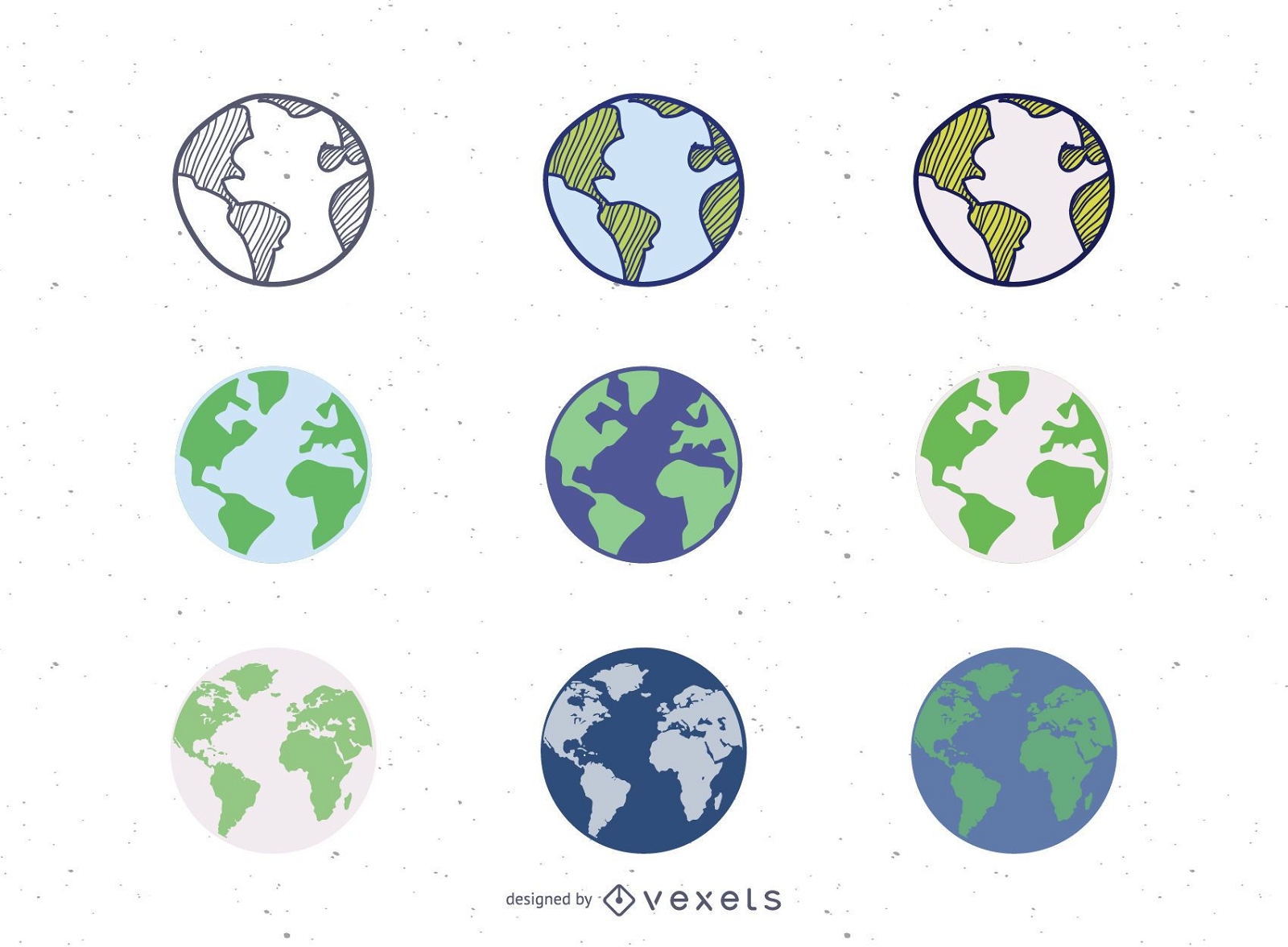 9 Vector Globes Set