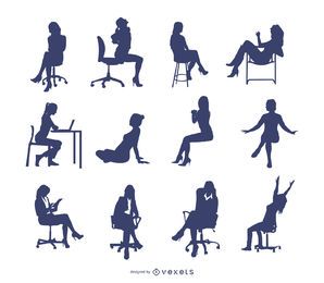 Vector de mujer sentada