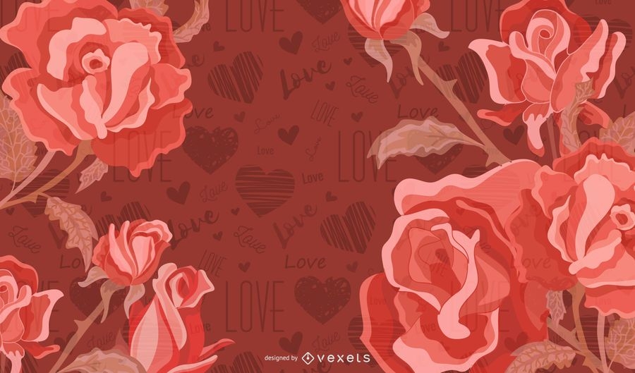 Rose Vector with red background - Vector download