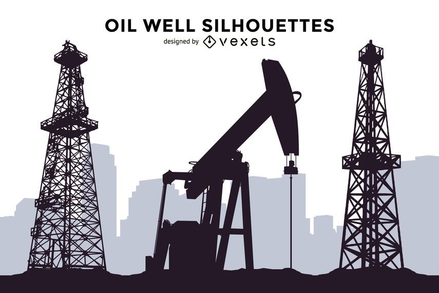 Oil well silhouettes set - Vector download