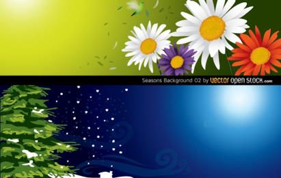 Seasons Background (Spring & Winter) Vector Download