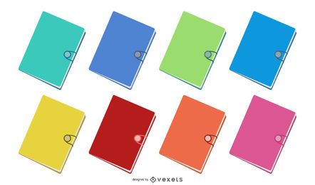 8 Flat Document Folders Vector
