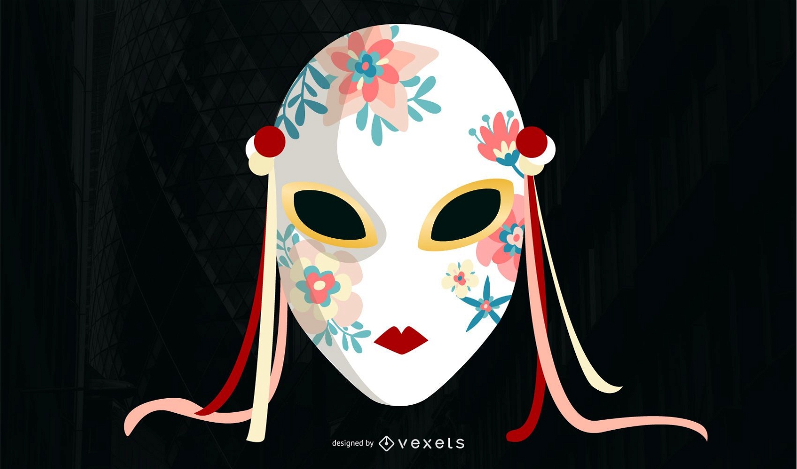 Asiatische Maskenillustrationen