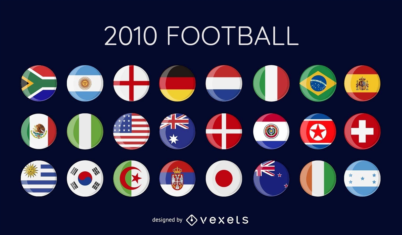 Fu?ball-Vektorflaggen der Weltmeisterschaft 2010