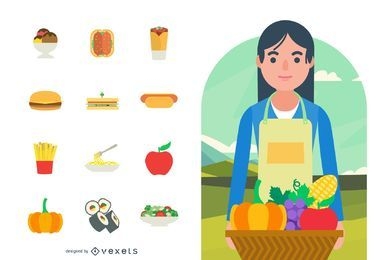 Gráficos vectoriales de comida y cocina