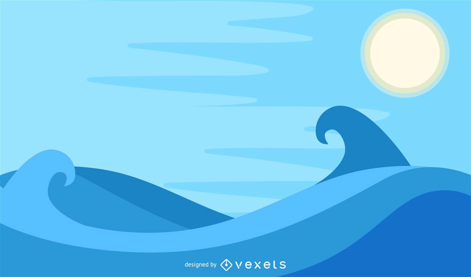 Hintergrunddesign der blauen Wellen
