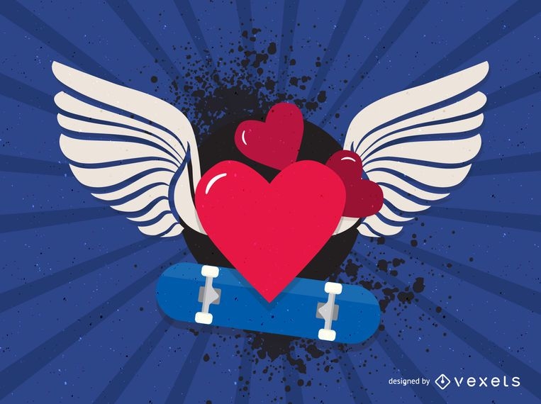 Download Valentine Hearts With Angel Wings - Vector Download