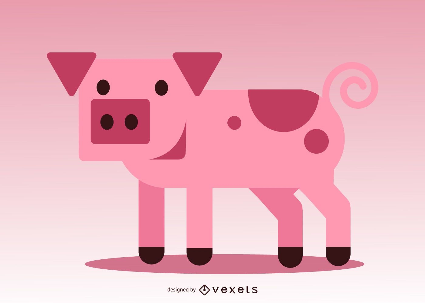 Piggy de vector cuadrado 3D