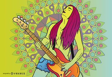 Diseño de vector de mujer psicodélica