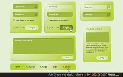 Elementos de diseño web verde suave