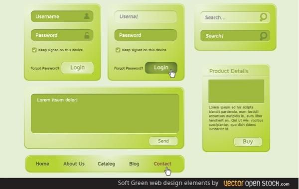 Soft Green Web Design Elements Soft Green Web Design Elements