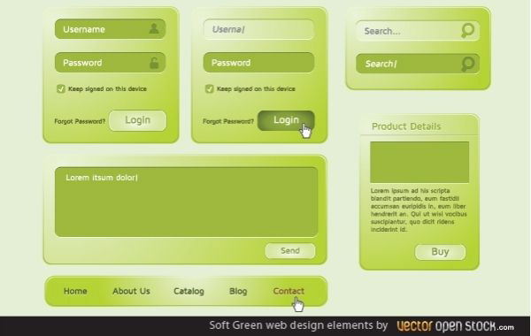 Elementos de dise?o web verde suave