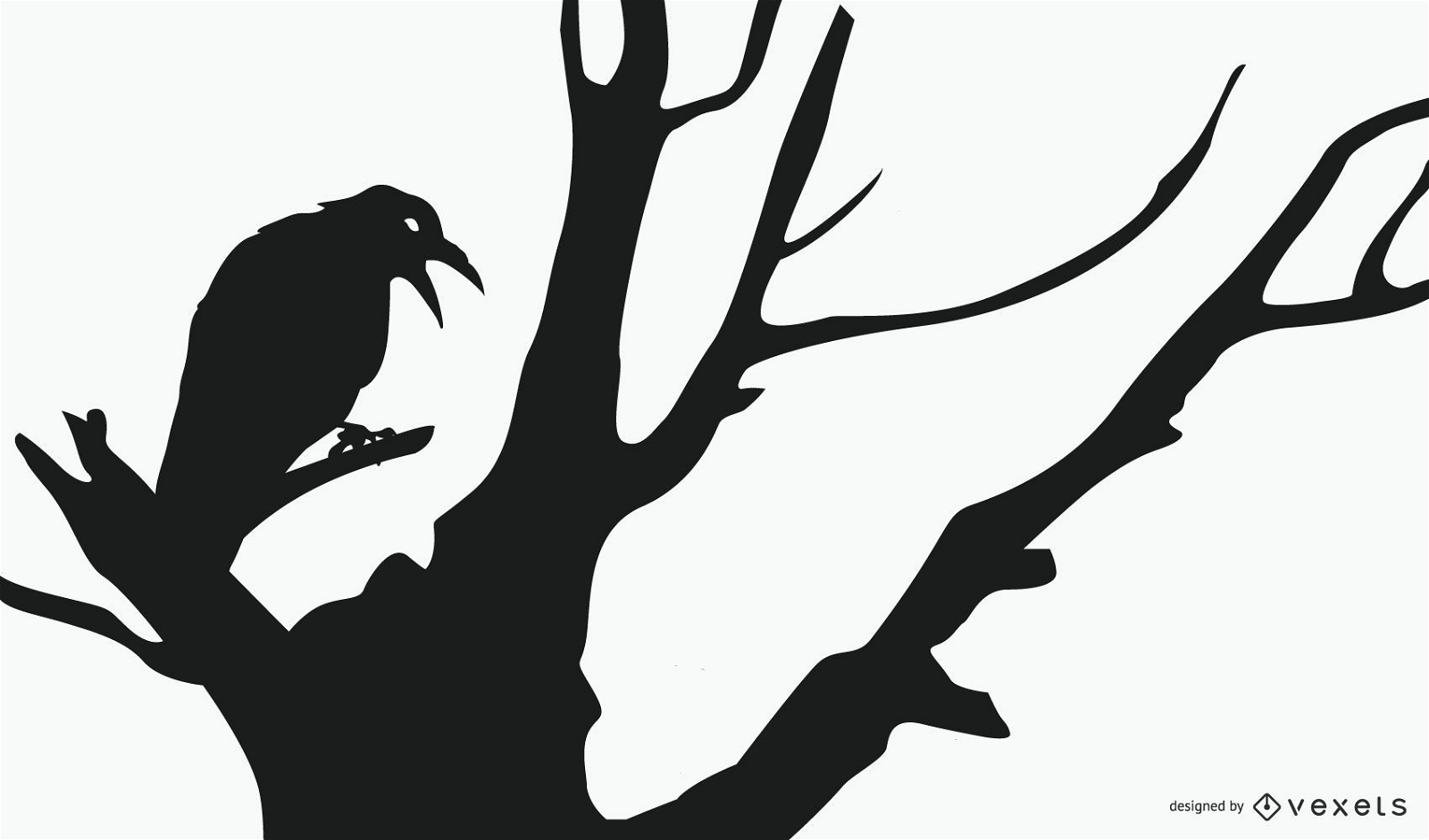 Krähe in einem Baum Silhouette Design