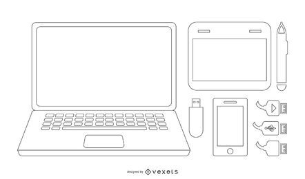 Notebook & Tech Accessories Vector Notebook & Tech Accessories Vector