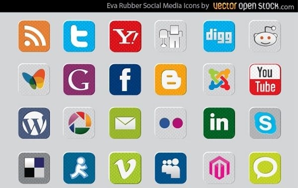 Symbole für soziale Medien aus EVA-Gummi