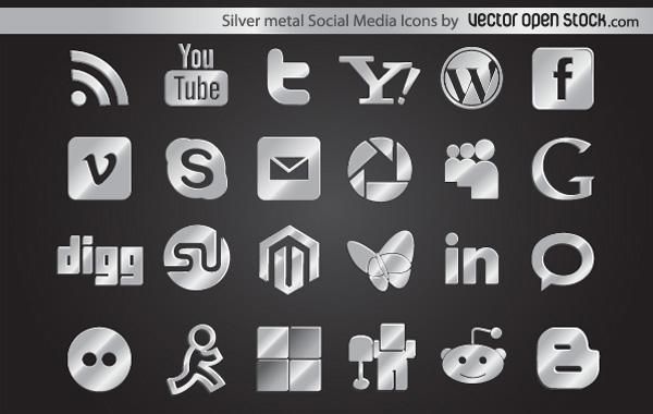 Silver Metal Social Media Icons Silver Metal Social Media Icons