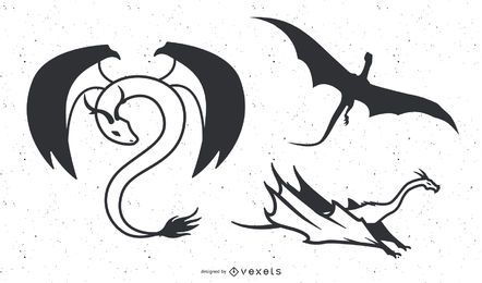 Vector Black & White Dragon