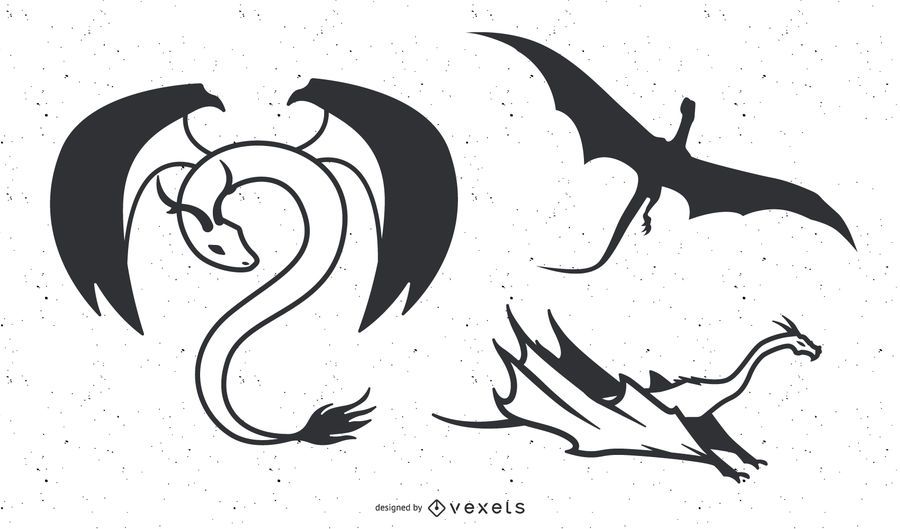 Vector Black & White Dragon Vector Black & White Dragon