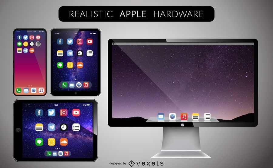 Vectores realistas de hardware de Apple Vectores realistas de hardware de Apple