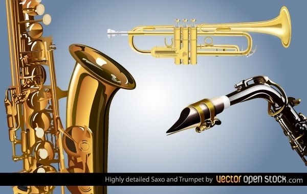 Sehr detaillierter Saxo und Trompete