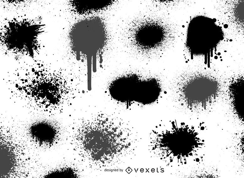 Splatters de pintura de vetor de detalhe alto & gotejamentos Splatters de pintura de vetor de detalhe alto & gotejamentos